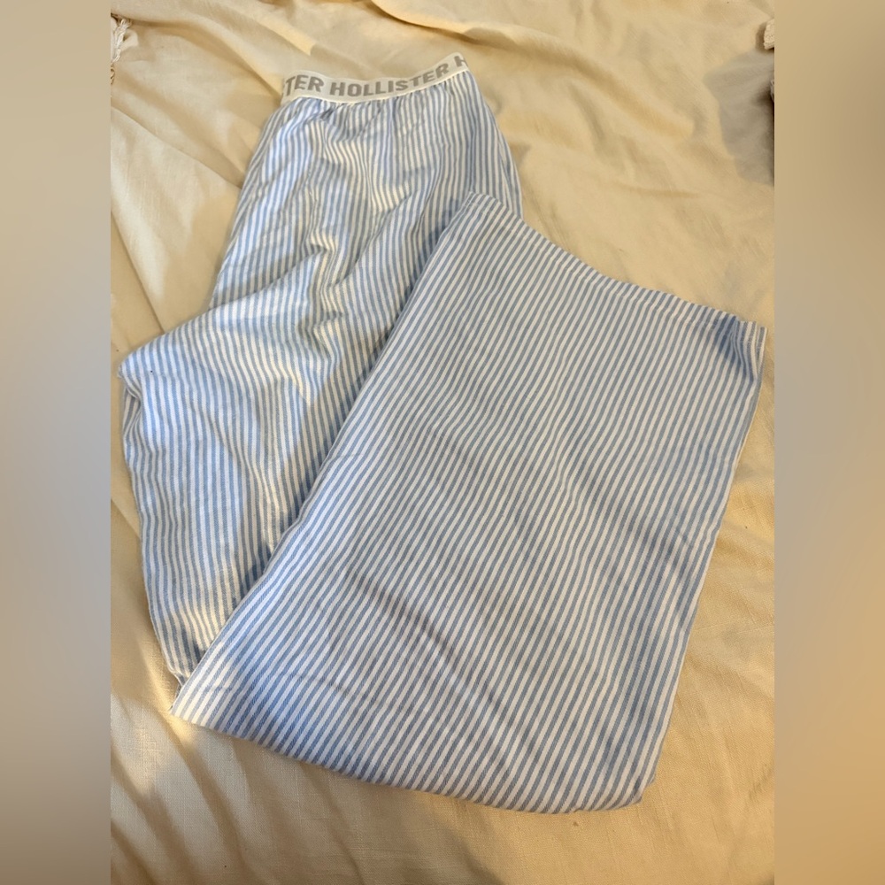Hollister Light Blue and White Striped Sleepwear